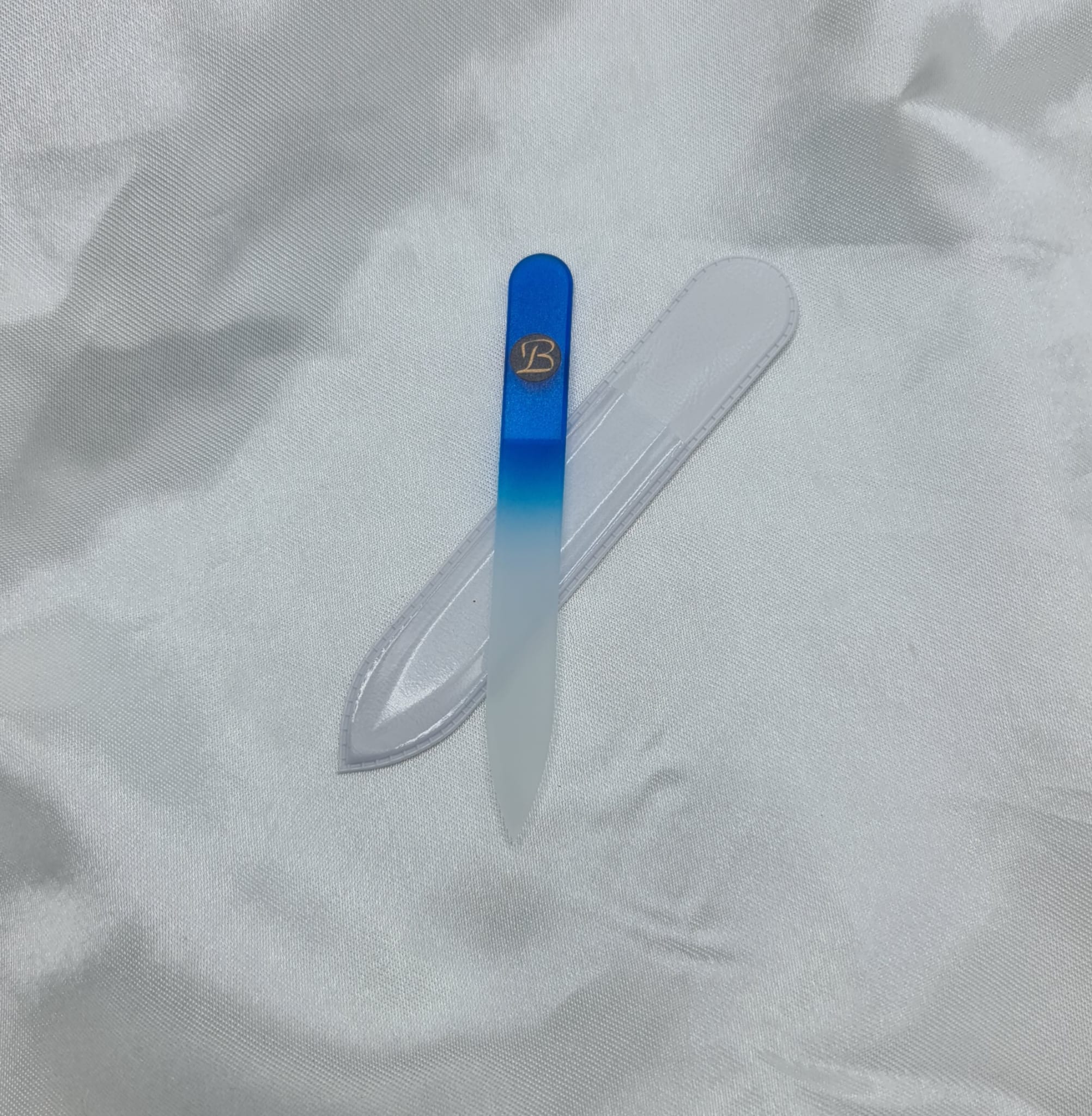 Lima de cristal templado 9 cm color azul