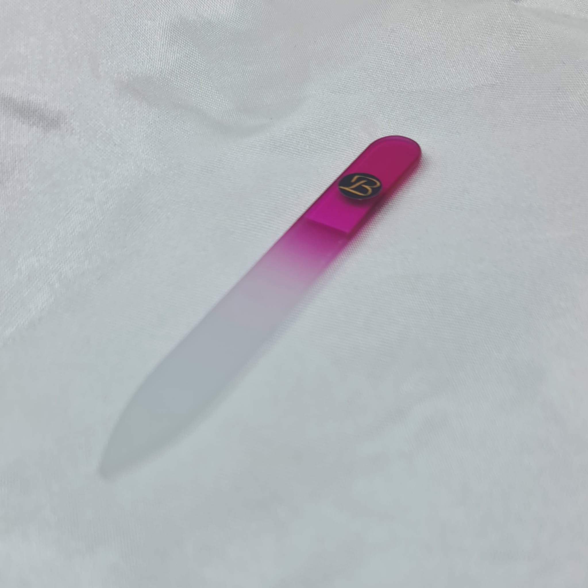 Lima de cristal templado 9 cm color rosa